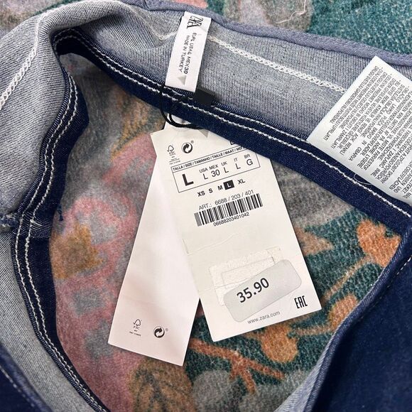 NWT Zara Denim Bralette Large Dark Blue Stretch Bra Crop Tank Top Womens L NEW - Picture 3 of 12